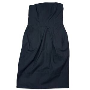 Manoush Women's Strapless Linen Pleated Dress Black Size 38 (USA 6) Classic